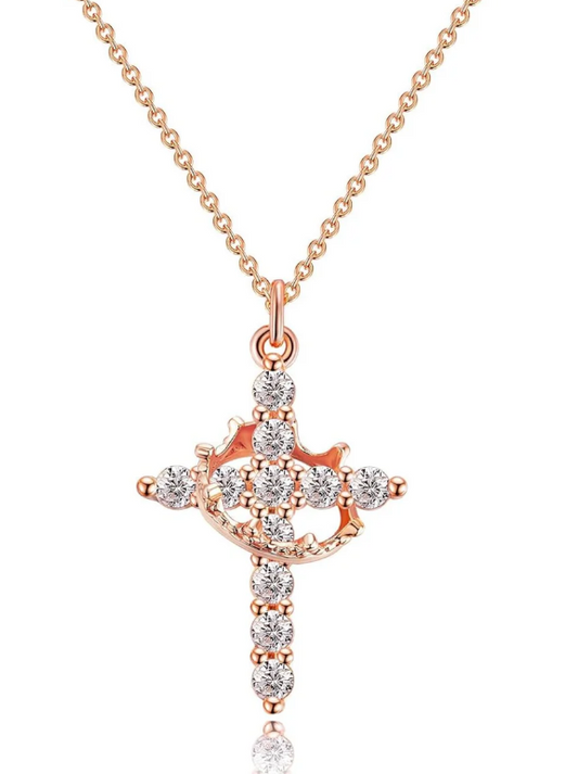 Mia Jewerly™ Cross & Crown Necklace
